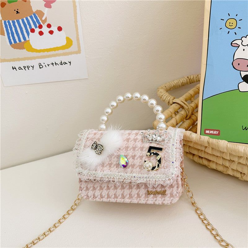 Fashion Autumn Pearl Cute Bow Mini Children's Shoulder Bags