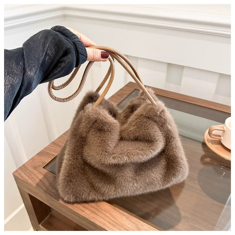 Women's Attractive Plush Korean High-grade Design Crossbody Bags