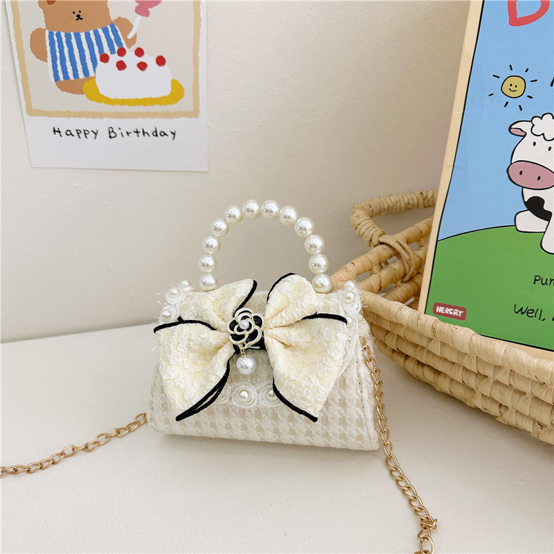 Fashion Autumn Pearl Cute Bow Mini Children's Shoulder Bags