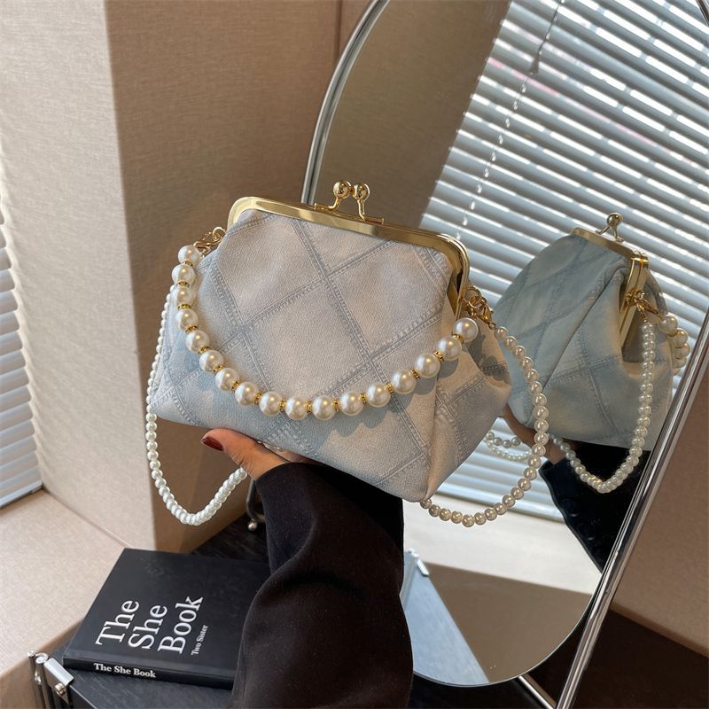 Women's Summer Pearl Fashion Chain Clip Cross Crossbody Bags