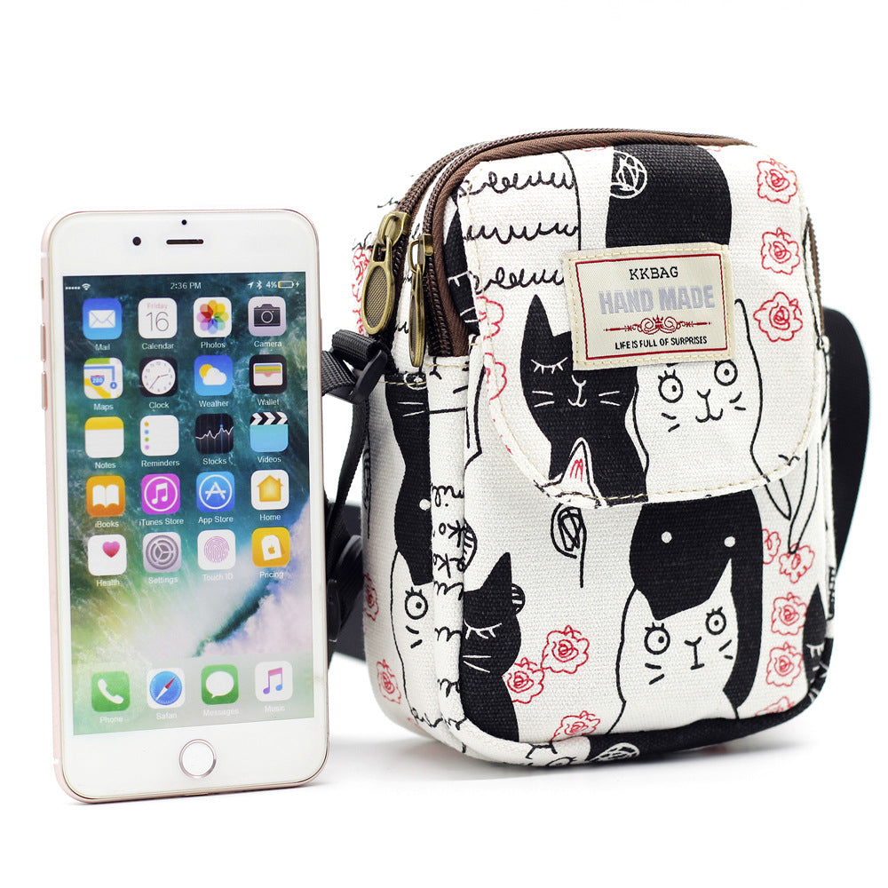 Women's Printed Canvas Large Capacity Fashion Full Phone Bags