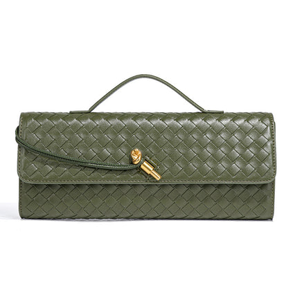 Trendy Woven Soft Leather Dinner Baguette File Crossbody Bags