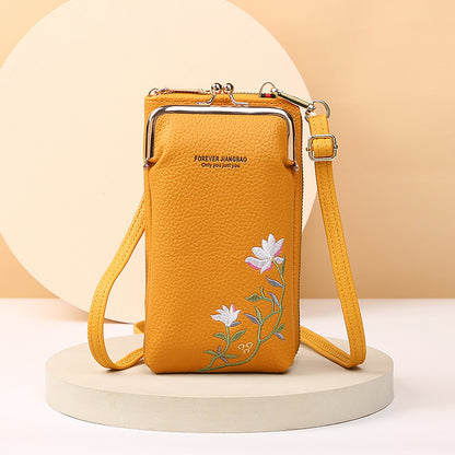 Korean Style Fashionable Litchi Pattern Solid Crossbody Bags