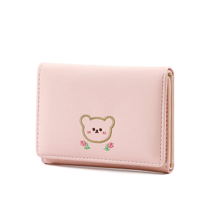 Women's Style Short High-grade Folding Embroidered Ladies Wallets