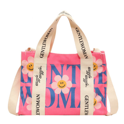 Letter Printed Canvas Large Capacity Tote Female Crossbody Bags