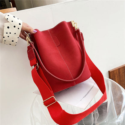 Women's Simple Portable Cover Frosted Fabric Retro Shoulder Bags