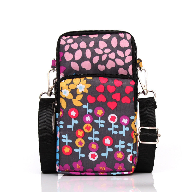 Korean Style Printed Nylon Mini Mobile Phone Bags