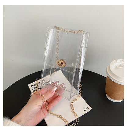 Printed Jelly Transparent Mobile Chain Beach Crossbody Bags