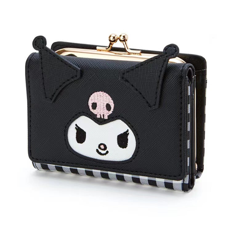 Women's Short 2 Fold Pom Purin Styling Zipper Ladies Wallets