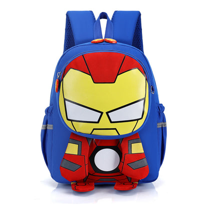 Children's Cute Super Boy Portable Burden Alleviation Kindergarten School Bags