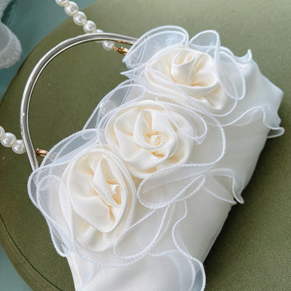 Women's Flower Banquet Vintage Pearl Hand Holding Shoulder Bags