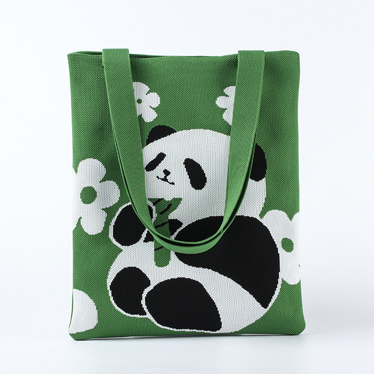 Sac fourre-tout en tricot tendance pour femme en forme de panda pour sacs à bandoulière