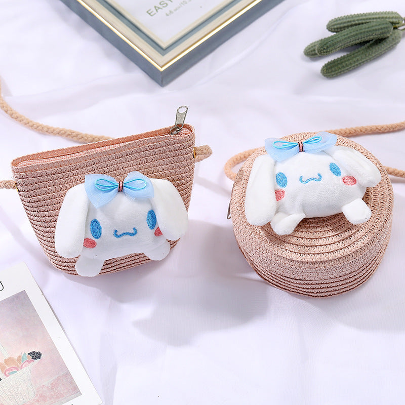 Children's Small Cartoon Doll Cute Straw Woven Children's Coin Purse