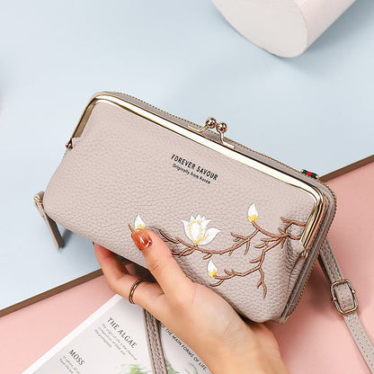 Petits sacs pour téléphone portable avec broderie florale intégrée pour femmes