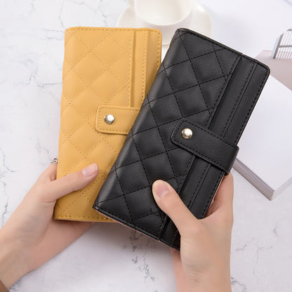 Women's Long Zipper Multiple Slots Large Capacity Rhombus Ladies Wallets