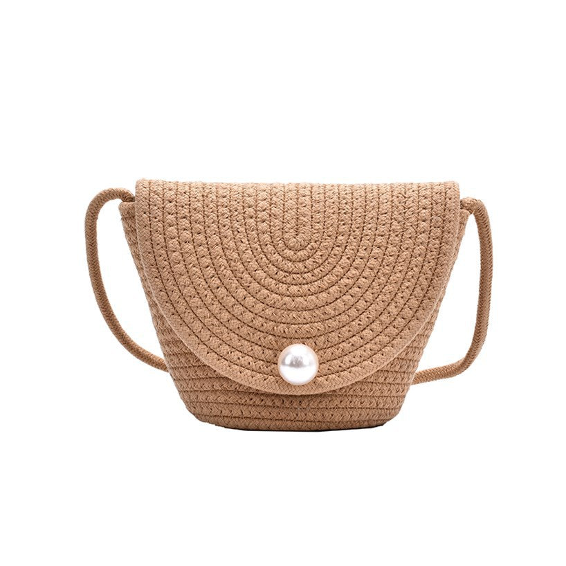 Women's Pearl Flip Cotton String Shell Crossbody Bags