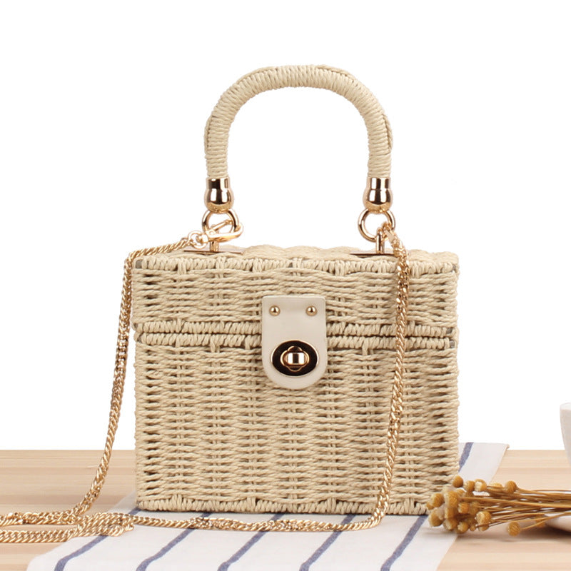 Classic Style Leisure Woven Box Straw Handbags