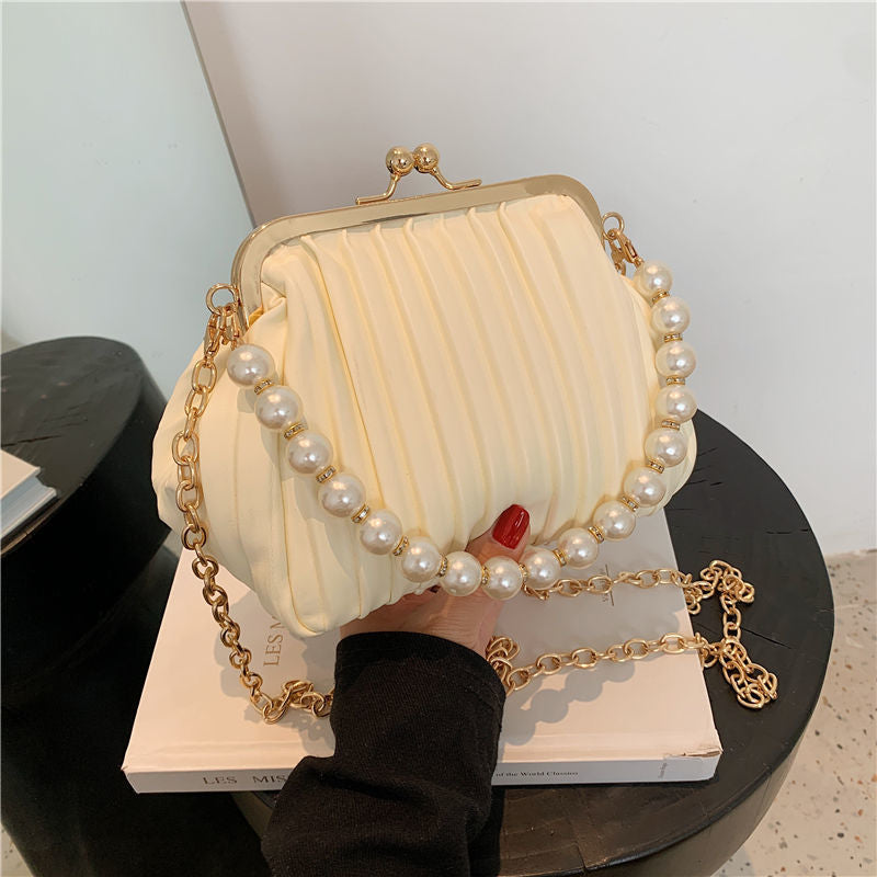 Women's Summer Pearl Fashion Chain Clip Cross Crossbody Bags