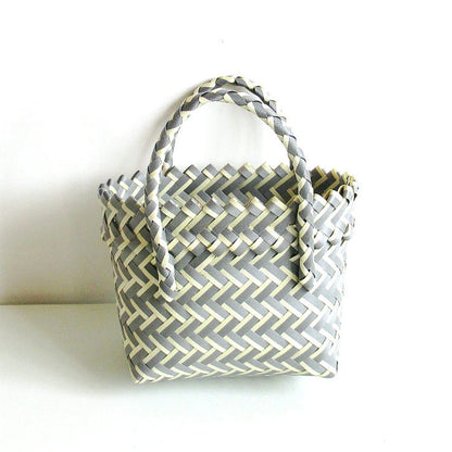 Women's Woven Color Matching Plastic Hand Gift Handbags