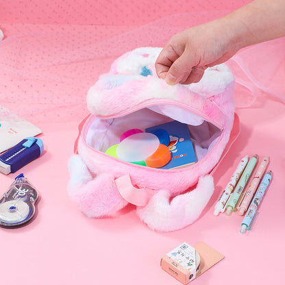 Sacs d'école pour adolescents en peluche avec licorne de dessin animé mignon pour les loisirs des élèves du primaire