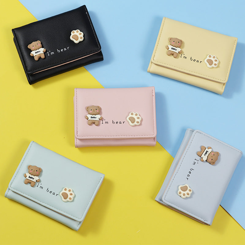 Women's Fashion Korean Style Cute Bear Simple Ladies Wallets