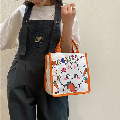 Bunny Printed Canvas Cartoon Young Tuition Handbags