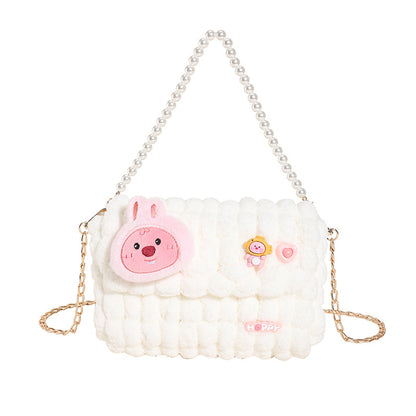 Women's Clow Hand-woven Strawberry Bear Wool Material Crossbody Bags