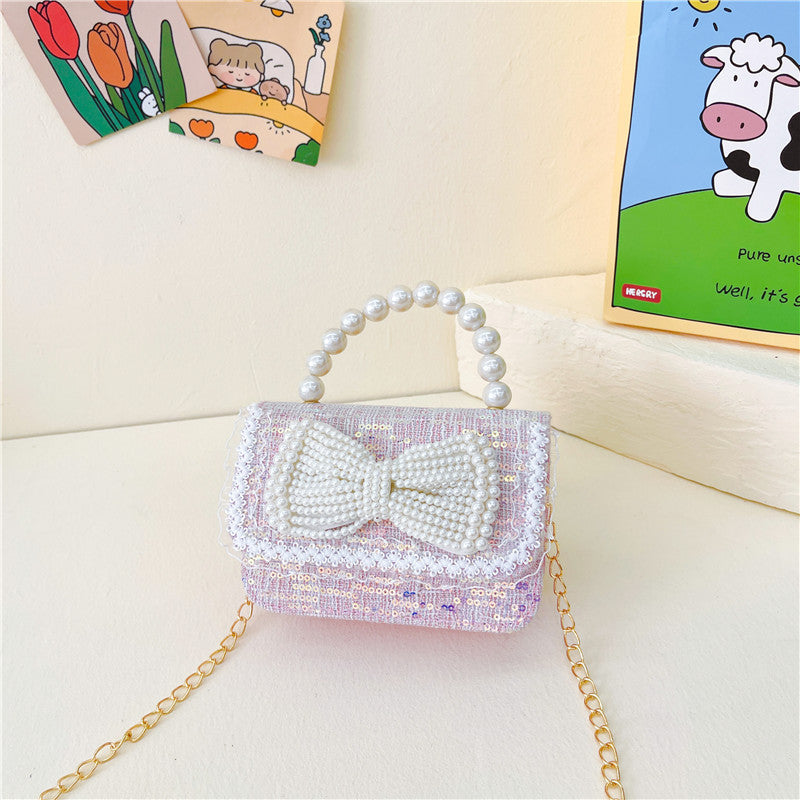 Children's Wild Cotton Linen Classic Style Pearl Children's Shoulder Bags