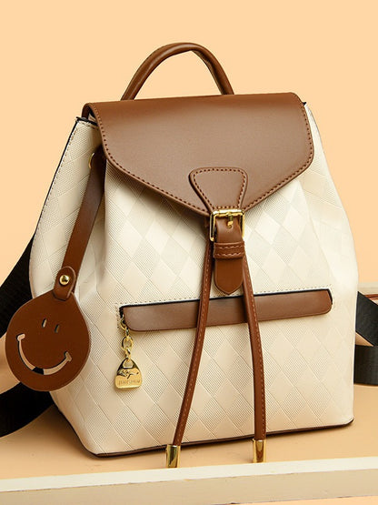 Women's Retro Contrast Color Soft Leather Fashion Backpacks