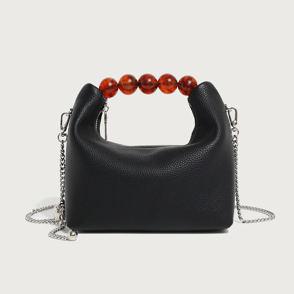 Niche Dumpling Versatile Chain Beaded Soft Leather Crossbody Bags