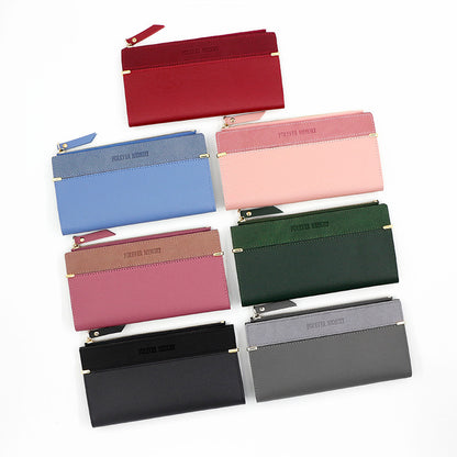 Women's Long Leather Patchwork Solid Color Fashion Ladies Wallets