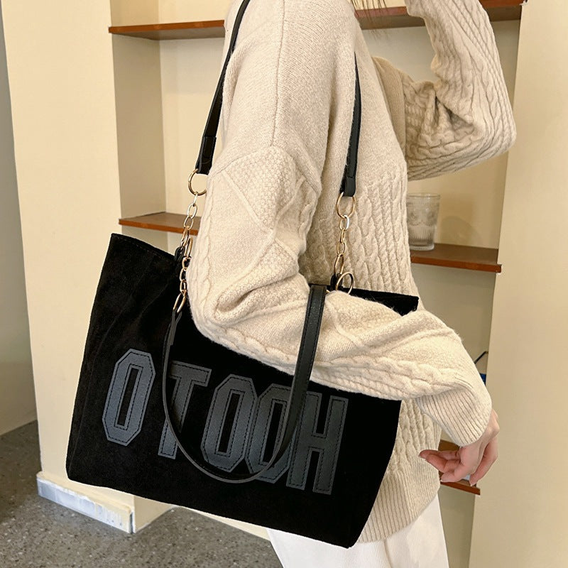 Women's Capacity Autumn Korean Style Letter Simple Commute Shoulder Bags