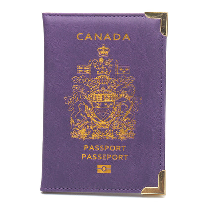 Paquet d'identification doré pour passeport canadien en cuir avec quincaillerie fine