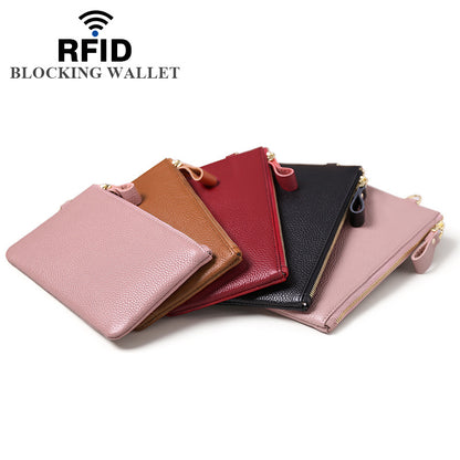 Cowhide Female Long Genuine Leather Simple Zipper Ladies Wallets