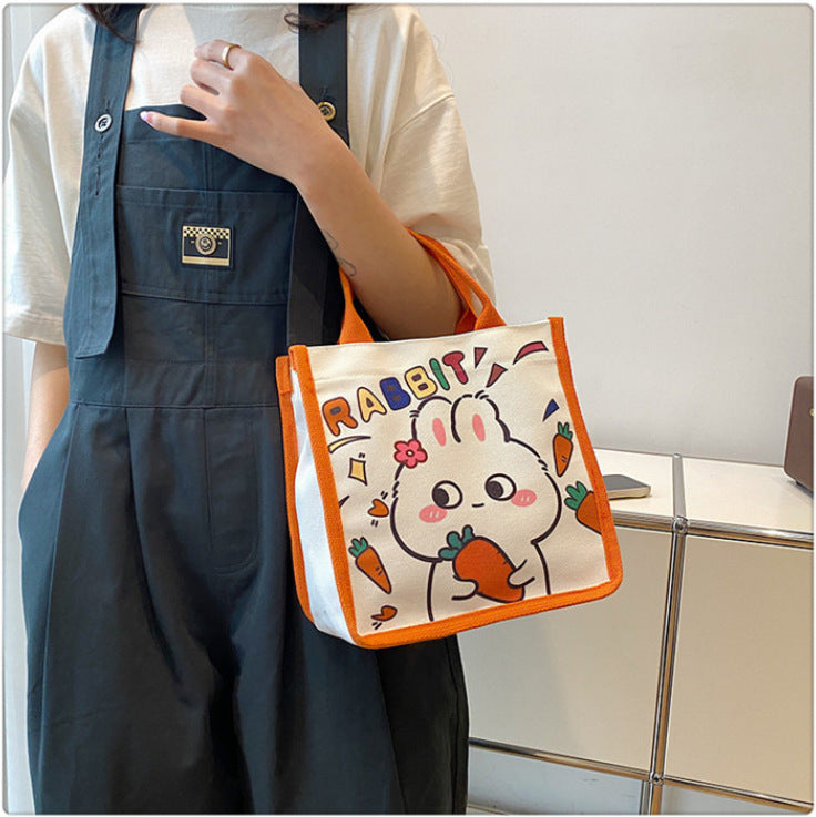 Bunny Printed Canvas Cartoon Young Tuition Handbags