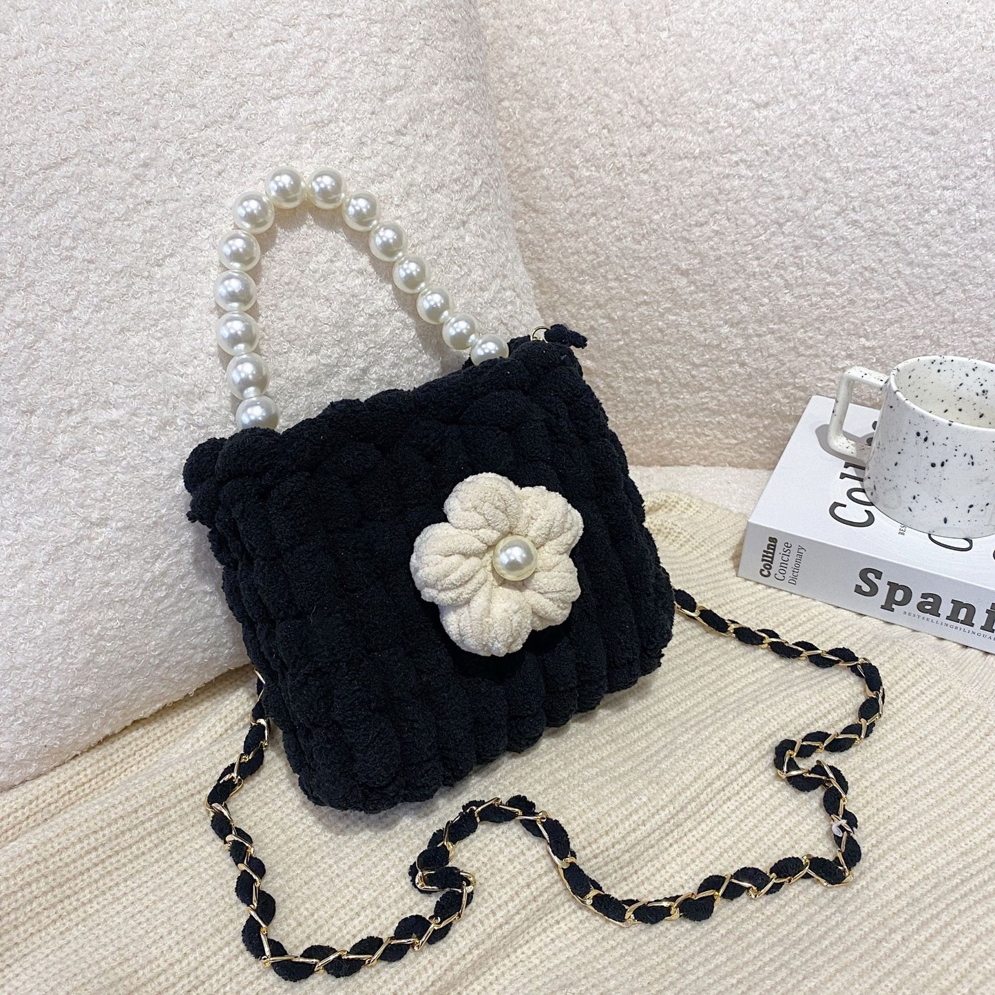 Hand-woven Cream Puff Floral Material For Bags