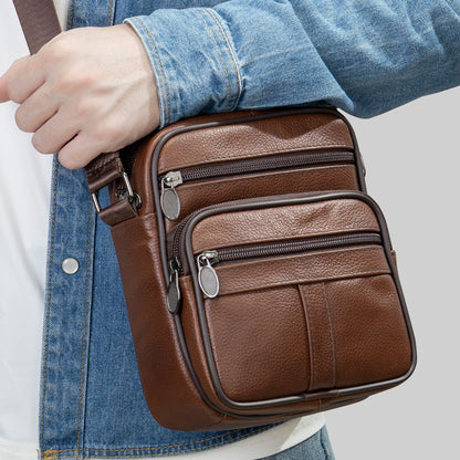 Men's Leather Vertical Top Layer Cowhide Men's Messenger Bags