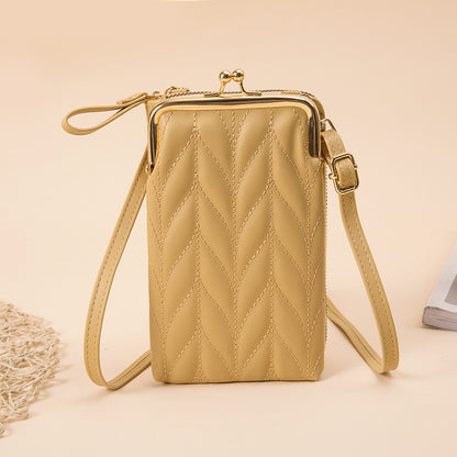 Women's Stylish Versatile Zipper Solid Color Simple Phone Bags