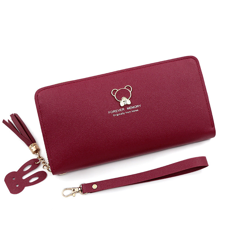 Women's Korean Simple Long Zip Leather Patchwork Ladies Wallets