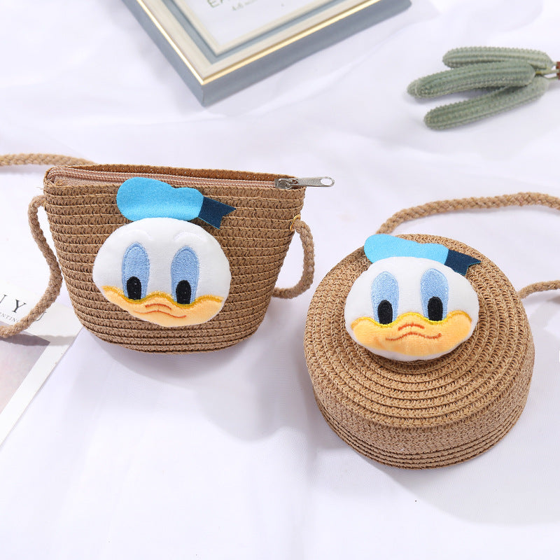 Children's Small Cartoon Doll Cute Straw Woven Children's Coin Purse