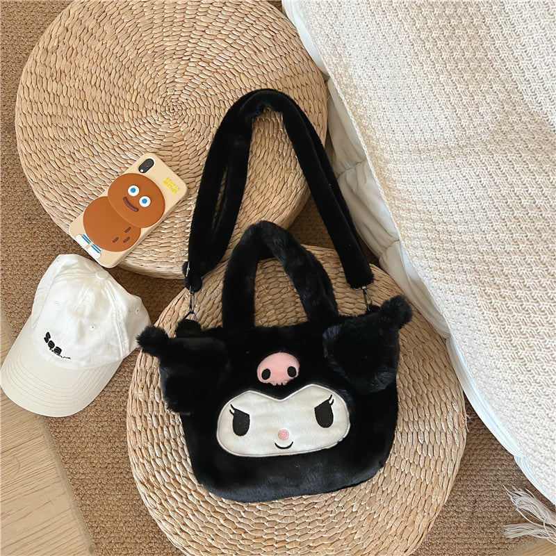 Cute Pink Bunny Furry Cartoon Korean Crossbody Bags