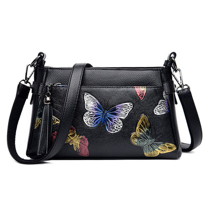 Women's Soft Leather Pouch Printed Mother-in-law Portable Crossbody Bags