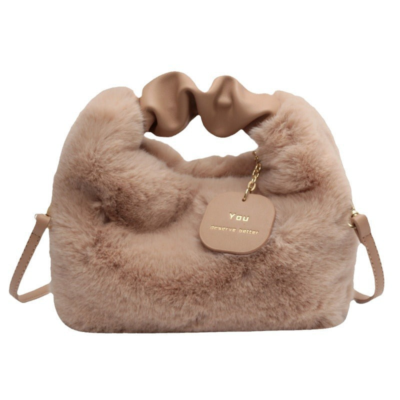 Glamorous High-grade Mink Fur Pleated Underarm Shoulder Bags