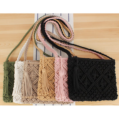 Simple Tassel Hand-held Straw Retro Woven Handbags