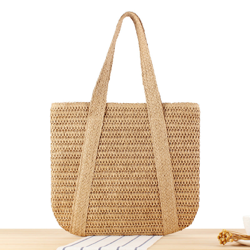 Seaside Holiday Large Capacity Straw Tote Premium French Shoulder Bags