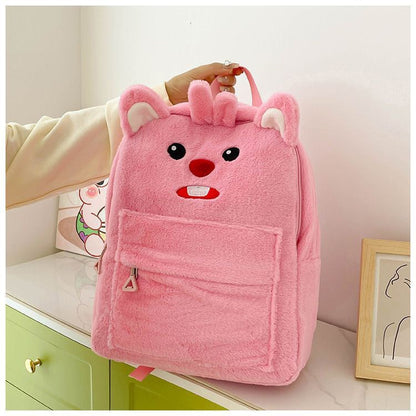 Little Beaver Cute Plush Class Commute Shoulder Bags