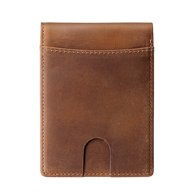 Men's Vintage Crazy Horse Leather Short Swiping Men's Wallets