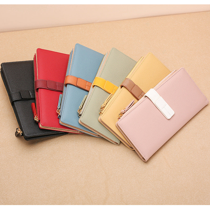 Women's Long Clutch Contrast Color Fashion Zipper Ladies Wallets