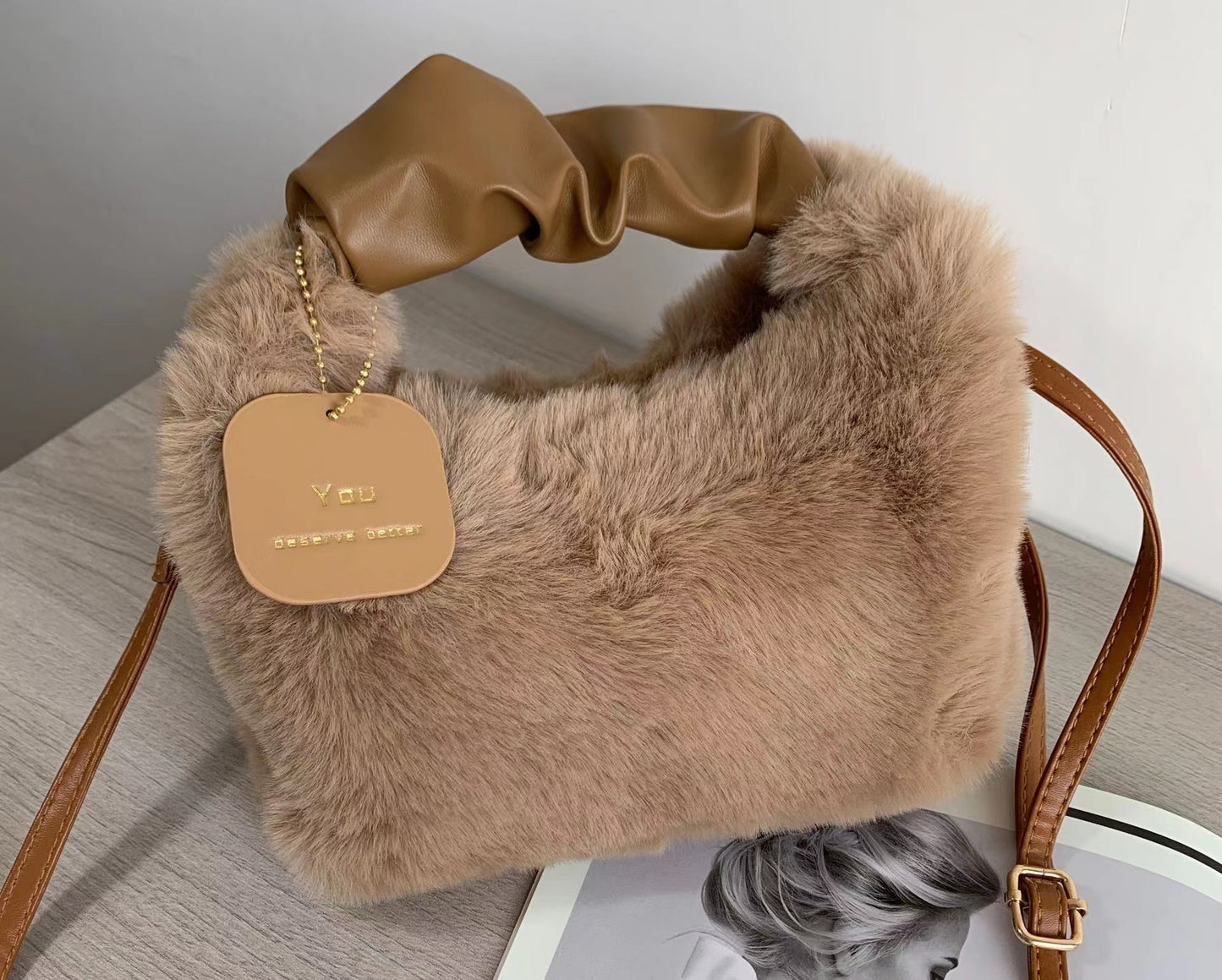 Glamorous High-grade Mink Fur Pleated Underarm Shoulder Bags