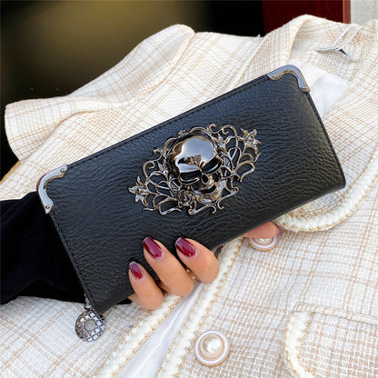 Women's & Men's & Skull Long Zipper Korean Fashion Handbags